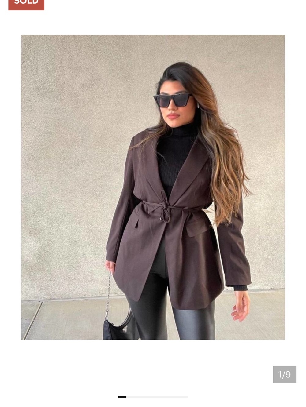 Dark Brown Belted Jacket H&M Bloggers Favorite Large NWOT